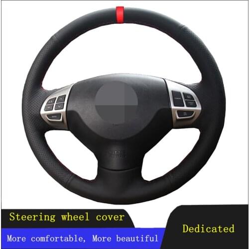 DIY Steering Wheel Cover Black Non-slip Genuine Leather For Mitsubishi Lancer EX 10 Lancer X Outlander ASX Colt Pajero Sport