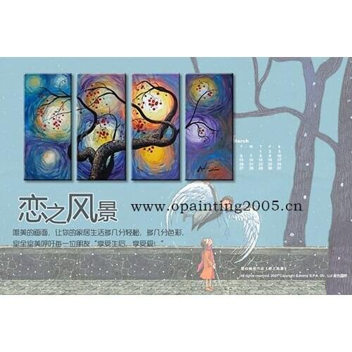 Handmade Decorative Wall Painting 4 Pieces Abstract Landscape Paintings On Canvas Art for Home Office Hotel Decoration Picture