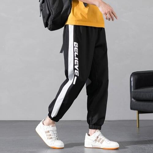 Spring New Men Joggers Pants Male Loose Casual Striped Harem Trousers Mens Sportswear Sweatpants Letter Print Hip Hop Streetwear
