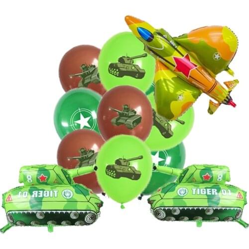 Camouflage Air Force Theme Decoration Army Latex Balloons Fighter Tank Foil Ballon Boy Girl Solider Birthday Party Supplies