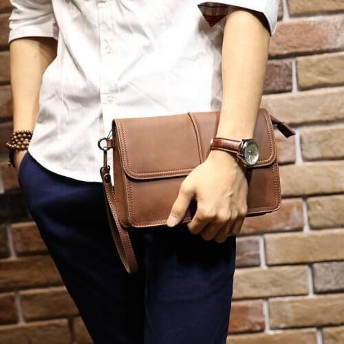 New Design Crazy Horse PU Leather Mens Wallet Fashion Men Clutch Bags Business Large Capacity Long Male Clutch Purse