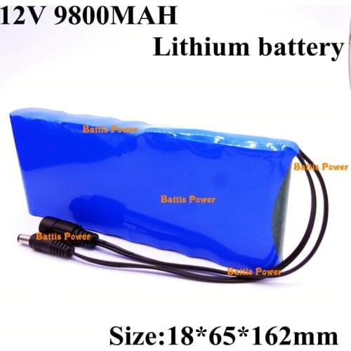 Ltihium Battery Pack 12v 9800mAh 18650 11.1V Li-ion Battery for Camera Childrens Toy Car Hernia Lamp +12.6v 1A Charger