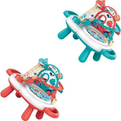 Magnetic Fishing Table Toy Fish Slideaway Toy Sandbox Activity Table Beach Toys Without Battery with Stair Slide