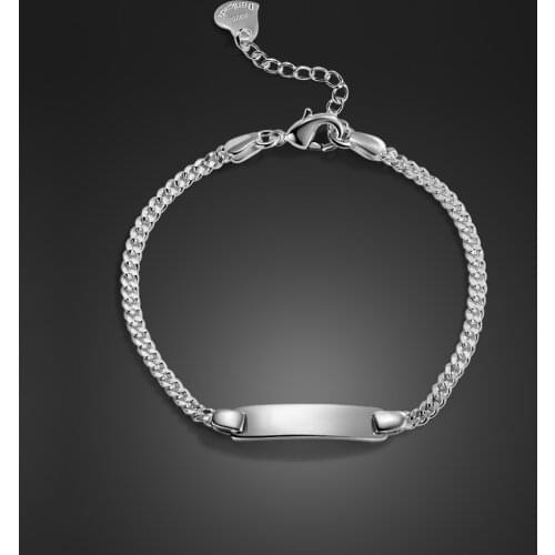Fashion 100% 925 Sterling Silver Baby Children Bracelet Men & Woman Couples Classic Cuban Chain Bangle Boy Jewelry Gift