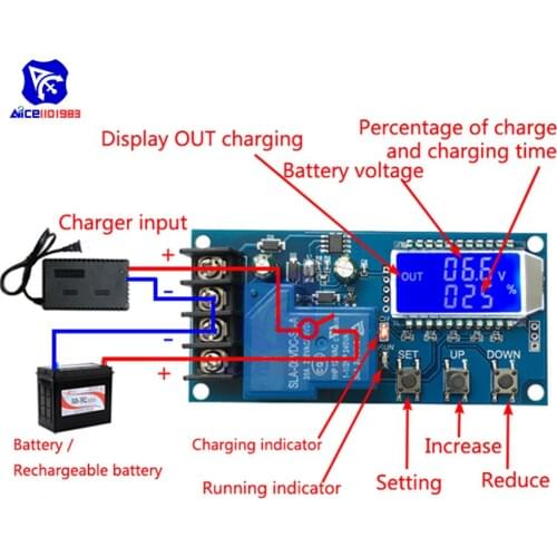 Diymore XY-L30A NC Battery Charging Control Module Digital Full Power Off Overcharge Protection Switch 6-60 V with LCD Display