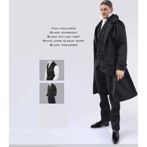 1/6 Scale Male Formal Long WindCoat Vest Shirt Pants Suit Model for PH TBL 12" Action Figures Body Toy DIY