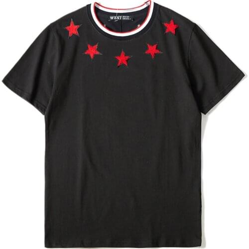 2021 Mens T Shirts Casual Summer Short Sleeve O Neck Camisetas Hombre Cotton 100% Stars Embroidery Camisetas De Hombre Cortas