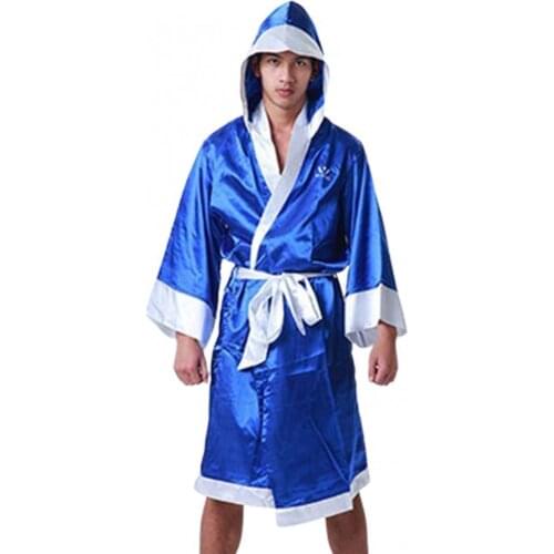 Men Long Sleeve Waist Belt Competition Training Muay Thai Boxing Robe Uniform