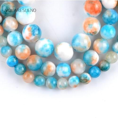 Natural Blue Persian Jades Stone Round Loose Beads For Jewelry Making 6-10mm Spacer Beads Fit Diy Bracelet Necklace 15'' Strand