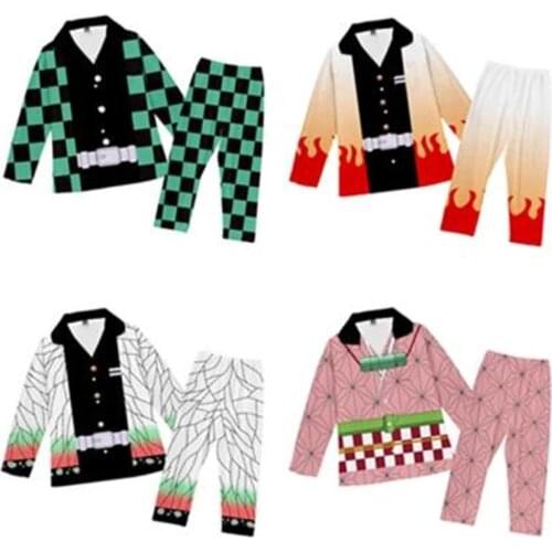 Demon Slayer: Kimetsu No Yaiba Pajamas Set Tomioka Giyuu Print Sleepwear Clothes Men Women Cartoon Pijamas Spring Autumn Pyjamas