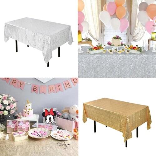 180x120cm Sequin Rectangular Table Cover Glitter Overlays Tablecloth Wedding Birthday Party Home Banquet Events Decoration