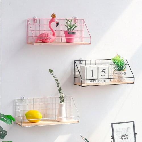 Nordic Wall Decoration Storage Shelf Vintage Metal Iron Sundries Storage Rack Decorative Wall Hanging Shelves Organizer Holder