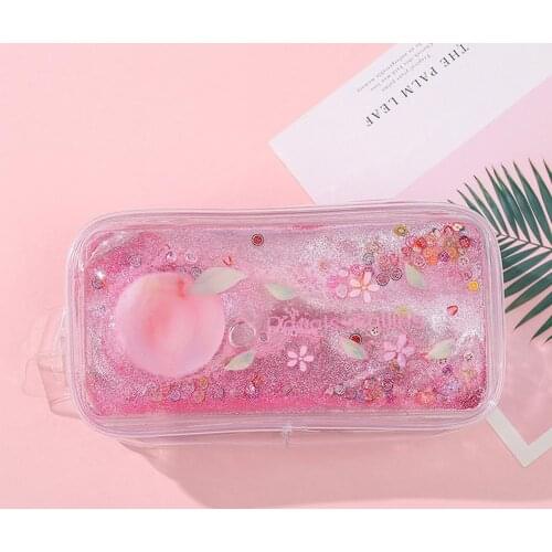 Pencil bags Peach Color Cosmetic Bag Large Capacity Multiple Uses Pencil Case High-quality Portable Cute Pencil Bag Kawai