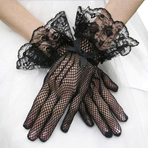 Korea Style Tulle Bridal Gloves Wholesale Wedding Accessories Wrist Finger White Black Cheap Weddings Glove