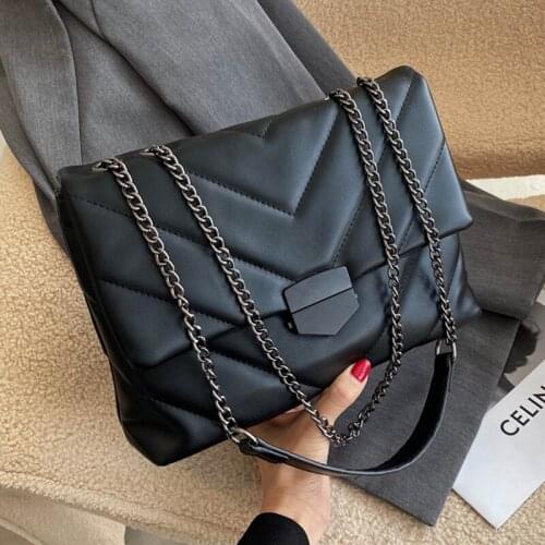 V-line PU Leather Crossbody Bags For Women 2021Trend Embroidery Thread Sac A Main Female Shoulder Bag Ladies Handbags And Purses