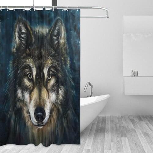Customized Wolf Shower Curtain 3D Vivid Animal Waterproof Curtain for Bathroom Decor With Hooks 180x180cm rideau de douche