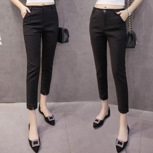 2020 New Female Korean Chic Skinny Ankle Length Pencil Pants Women Elegant Casual Trousers Mid Waist Office Ladies Pants L59