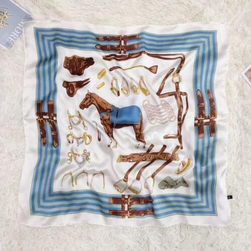 2020 70x70 Ring Horse Multipurpose women Silk twill scarf Satin square tie Hairband ladies foulard femme towel bufanda shawl