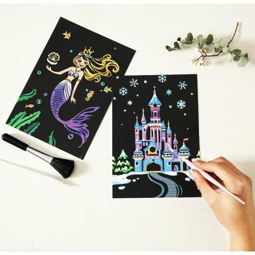 20*14cm 4Pcs Magic Kids Cartoon Scratch Postcards Educational Toys for Children creation scratch painting kids craft scratch art