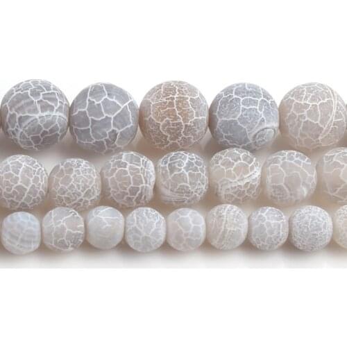 6/8/10mm Natural Frosted White Agates Weathered Stone Round Beads for Jewellery Making Diy Bracelet 15 inch