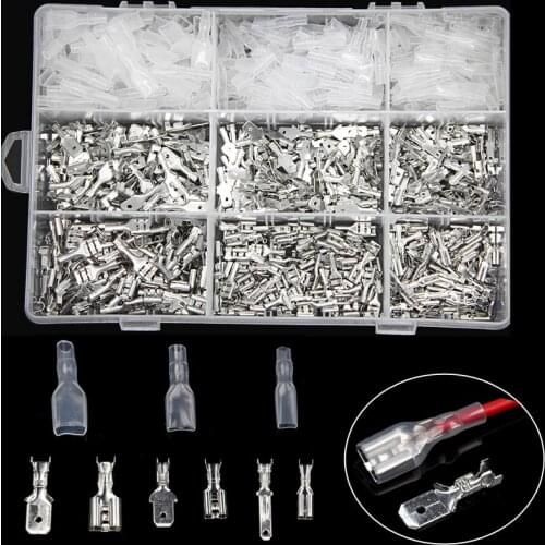 900/600/300PCS 2.8/4.8/6.3mm Female Male Spade Crimp Terminals Wire Butt Connectors Lugs Battery Starter Cable Splice Connector