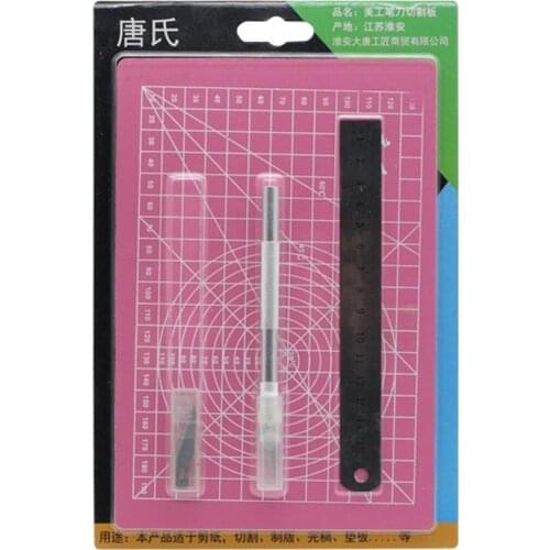 A5 PVC Manual Cutting Mat Set Cut Pad Patchwork Metal Ruler Engraving Pen Knife Tool Set Single scale Self-healing Cutting Board