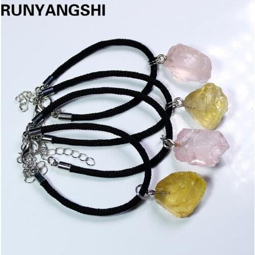 Runyangshi 1pc Natural crystal stone bracelet rose quartz Large grain stone citrine Ornaments for gifts
