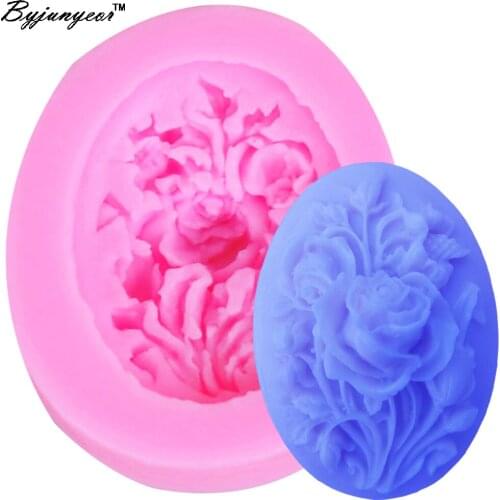 Byjunyeor M133 Epoxy UV Resin Rose Flower leaf Shape 3D Silicone Mold Chocolate Fondant Roses Love Art Tools DIY Cake Decorating