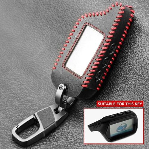 Genuine Leather Key Case For Starline B9 V7 A61 A91 Starlionr Two Way Car Alarm LCD Remote Control Fob Cover Transmitter Keycha