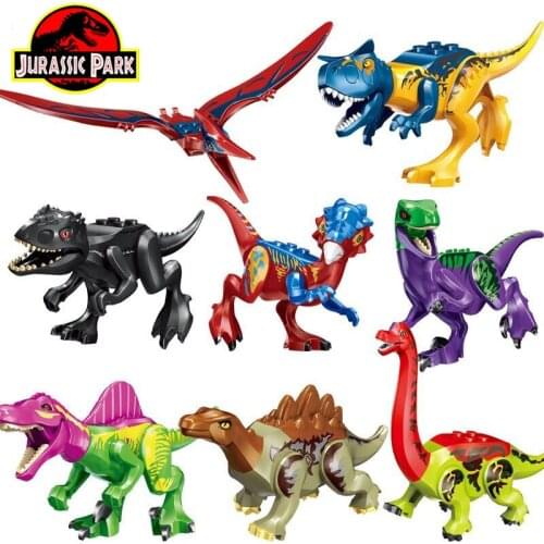 8PCS Jurassic Park Dinosaurs Building Blocks Juguetes Kids Xmas Gift DIY Bricks Dinosaur Toys Jurassic Park for Children Boys