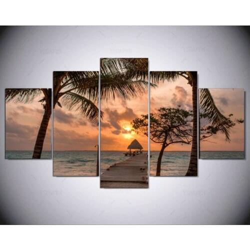 HD Gedrukt plyazh pesok palmy pirs nebo Schilderen Doek room decor print poster foto canvas Gratis verzending ny-1299