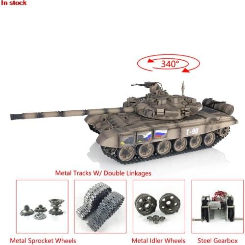 Heng Long 1/16 2.4G Yellow 7.0 Upgraded Russia T90 RTR RC Tank 3938 Metal Tracks TH17865-SMT4