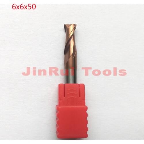 Jerray 1pc 6mm 6x6x50L HRC55 2Flutes Flat end mills Solide Carbide End Mills CNC router bit Milling cutter Tools knife fresa