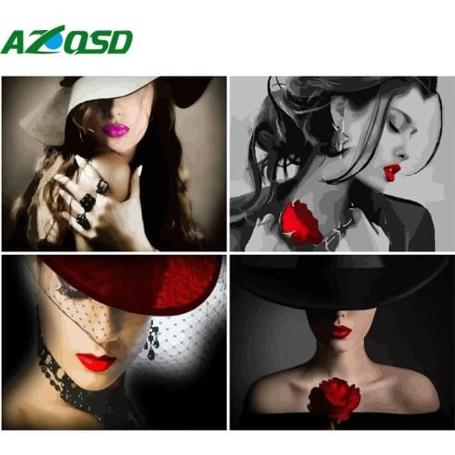 AZQSD Unframe Paint By Numbers Portrait Handmade Gift Coloring By Numbers Woman Picture For Living Room DIY Home Decoration