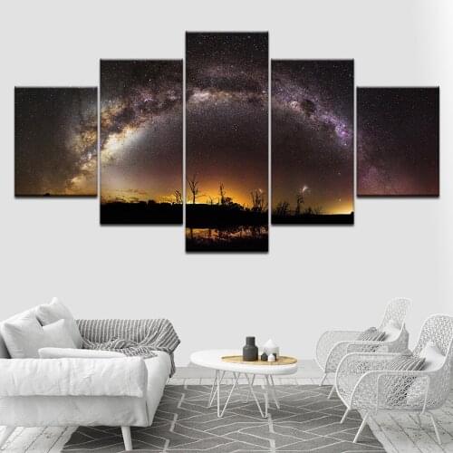 Canvas Painting The vast sky moonlight landscape Wall Art Pictures 5 Pieces Modular Wallpapers Poster Print for Home Decor