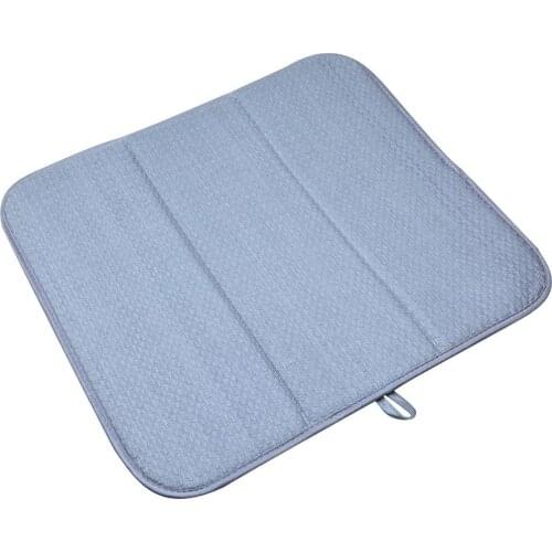 Sinland Washable Kitchen Microfiber Dish Drying Mat Extra Large Counter Absorbent Drying Pad Dish Drainer Mat 16InX18In 1 PCS