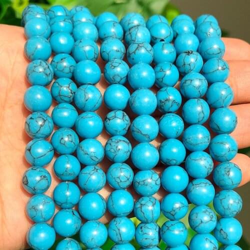 Blue Turquoises Round Loose Spacer Beads Natural Stone Beads for Jewelry Making DIY Bracelet Necklace Accessories 4 6 8 10 12mm