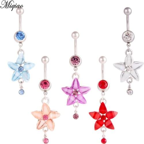 Miqiao 1 Pcs Body Piercing Jewelry Stainless Steel Flower Belly Button Ring Belly Button Button Hot Sale
