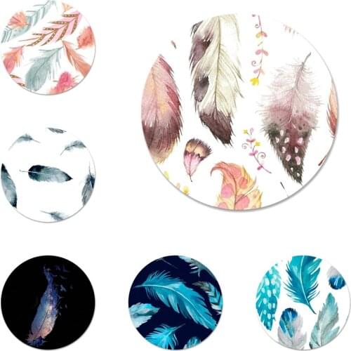 58mm Fashion Feather Icons Pins Badge Decoration Brooches Metal Badges For Clothes Backpack Decoration