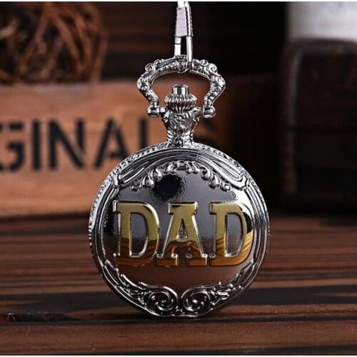 DAD Vintage Silver gold men gift Flip clock good quality steampunk cowboy chain pocket watches