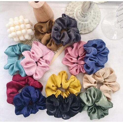 2020New Women Lovely Satin Silky Scrunchie Hair bands Bright color Hair Scrunchies Girls hair Tie Accessories Ponytail Holder