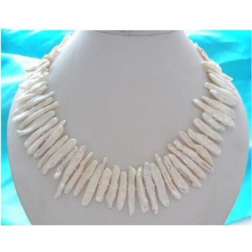 New Unique Baroque Pearl Jewelry Wonderful 40mm White Color Biwa Real Freshwater Pearl Necklace Handmade Charming Women Gift