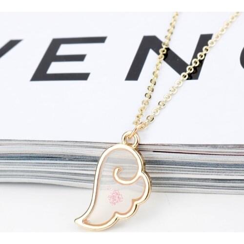 Dongsheng jewelry Card Captor Sakura Angel Wings Pendent Necklace Woman Choker collares colar collier femme