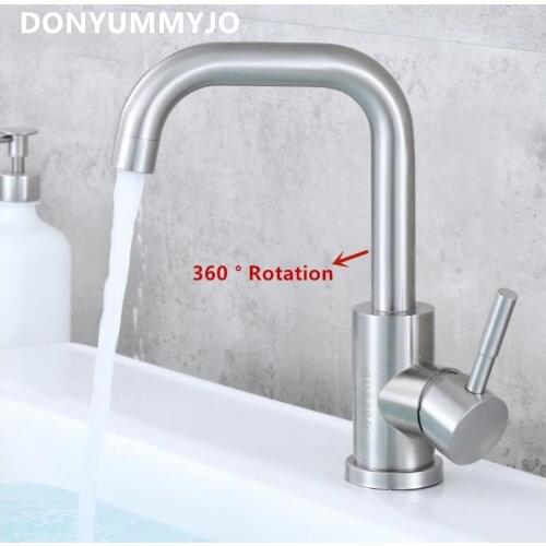 Newly Bathroom Basin Sink Faucet Stainless Steel Brushed Finished Single Handle Single Hole Hot And Cold Mixer Tap Deck Mount