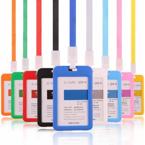 1PCS Employee Name ID Card Cover Women Men Work Card Holders With Rope Student Plastic Card Holder Certificate Identity Badge