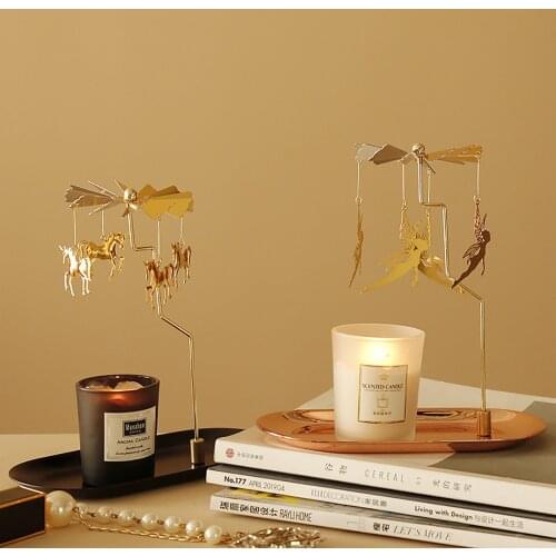 Valentine Day Candlestick Candle Holder Automatic Rotating Candlestick Decorative Ornaments for Christmas Bedroom Sitting Room