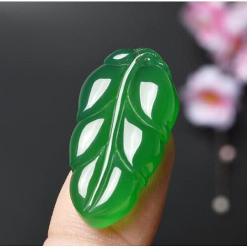 Genuine Natural Green Jade Leaf Pendant For Women Fashion Chalcedony Charms Jewellery White Certified Jades Stone Amulet Gifts