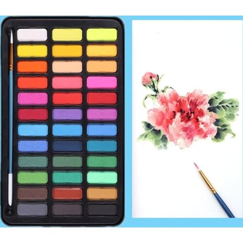 Portable Solid Watercolor Set 12/18/24/36 Colors Water Color Paint Pigment With Paint Brush Drawing Set Art Supplies