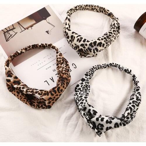 Leopard Cross Floral Hair Bands Knot Elastic Bow Headbands Girl Headwrap Wash Face Women Decoration Accessories