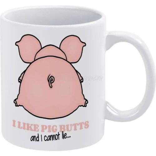 I LIKE PIG BUTTS White Mug Coffee Mug Afternoon Tea Christmas Cups Ceramic Mug 330ml for Coffee Pig Pigs Animals Cute Butt